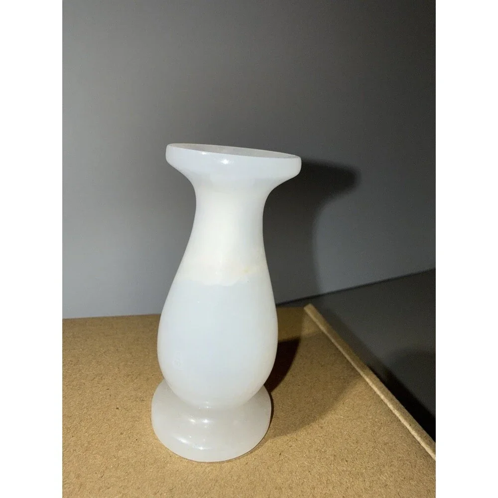 VTG. 3 in White Onyx With Flared Mushroom Rim. Banded with Hard Stones. Pakistan